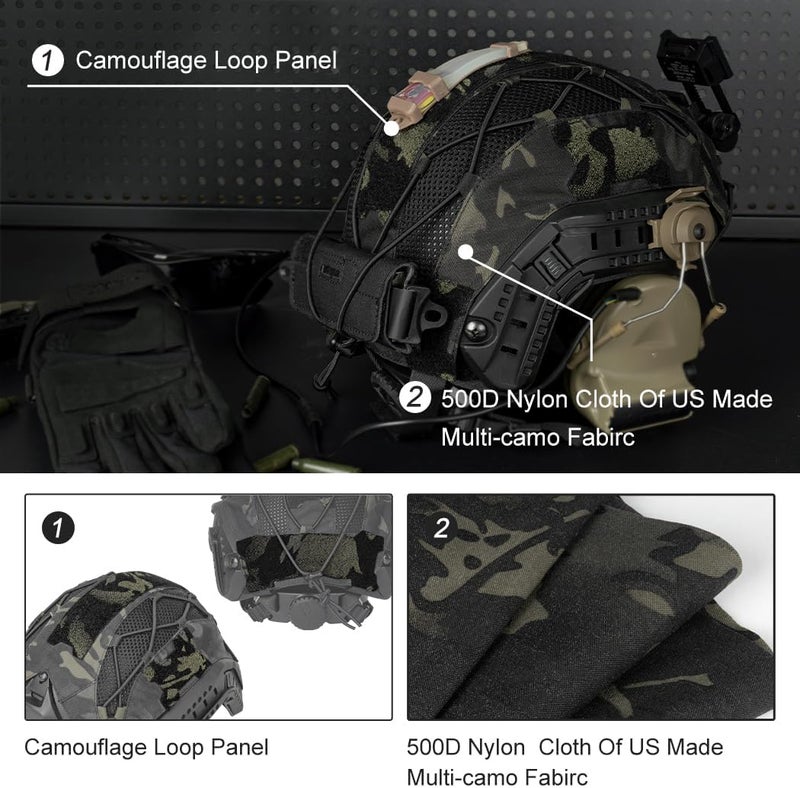 TOPTACPRO Tactical Helmet camo Cover for Fast Helmet in Size M/L, Paintball Shooting Gear - 500D Nylon -Without Helmet - Image 4